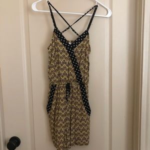 Xhilaration Yellow/Black Printed Romper XS